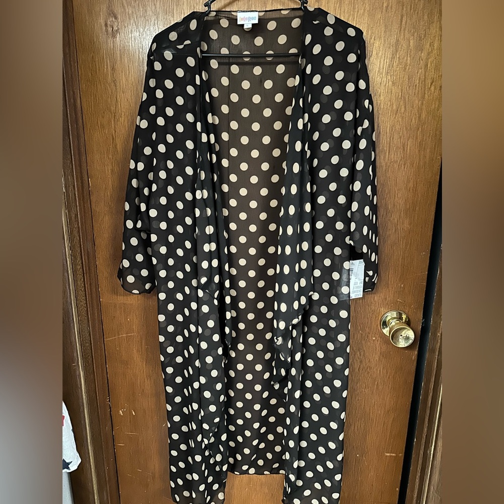 LulaRoe brown and tan polka dot kimono